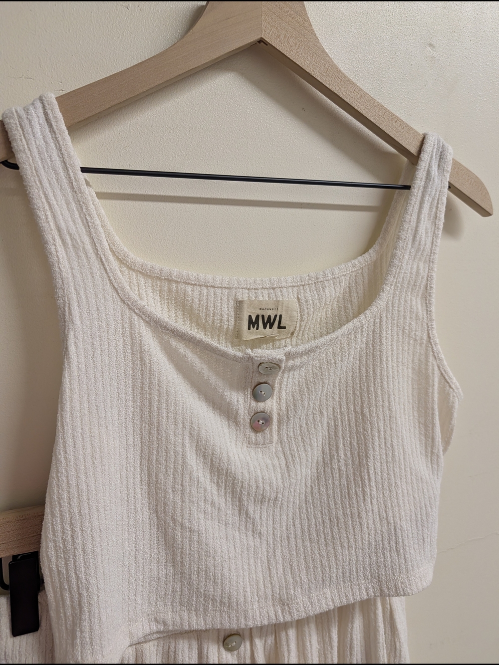 Madewell Mwl Cream Ribbed Button Sleep Set New With Tags M/L - Picture 3 of 8